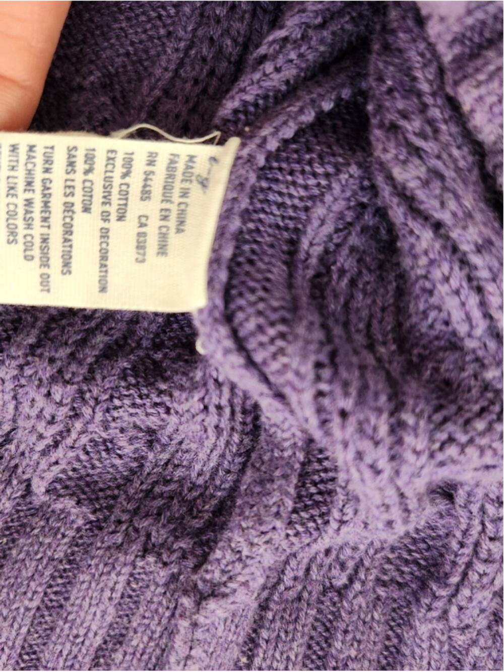 ASO Elena Gilbert Sz L Alt Y2K Purple Cotton Cable Knit Sweater Prep Old Money - Picture 7 of 11